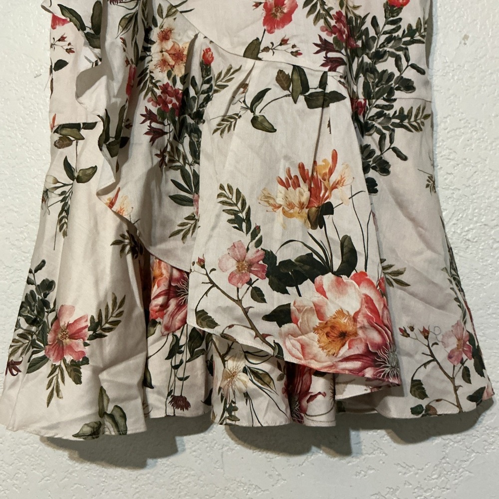 NWT Antonio Melani Genny Ruffle Faux Wrap Skirt Ivory Noon Sunshine Floral 10 - Picture 4 of 6